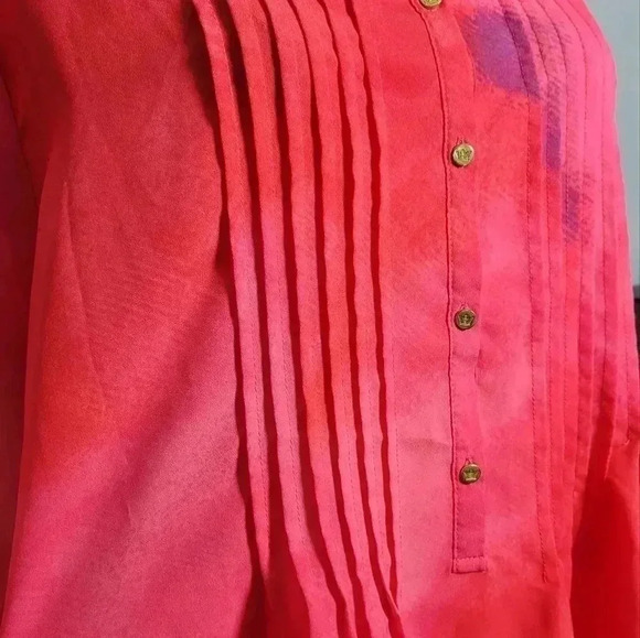 Chaus Bright Pink / Purple Light Tye-Dye Lightweight Long-Sleeve Blouse … - Picture 4 of 10